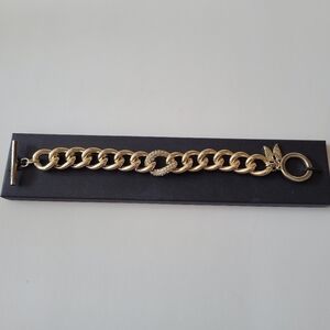 Victoria's Secret Gold-Tone and Rhinestones 7.5" Toggle Chain Bracelet